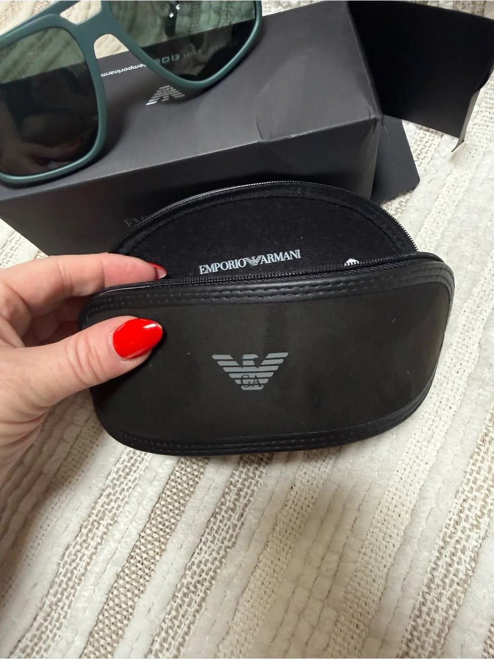 Emporio Armani Green Frame Sunglasses with Silver Temples